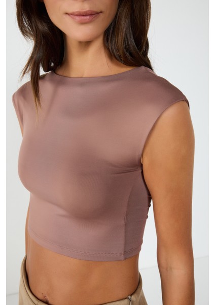 Sırt Dekolteli Basic Crop Top