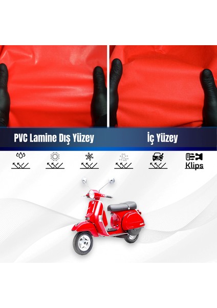 Vespa Px 200 Motosiklet Brandası Su Geçirmez Branda Kırmızı Branda Motor Branda S