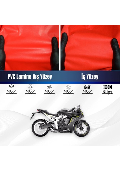 Honda Cbr 650 F Motosiklet Brandası Su Geçirmez Branda Kırmızı Branda Motor Branda Xl