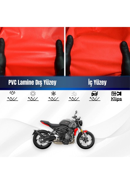 Trıumph Trıdent 660 Motosiklet Brandası Su Geçirmez Branda Kırmızı Branda Motor Branda Xl
