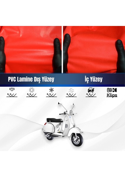 Vespa Px 150 Motosiklet Brandası Su Geçirmez Branda Kırmızı Branda Motor Branda S
