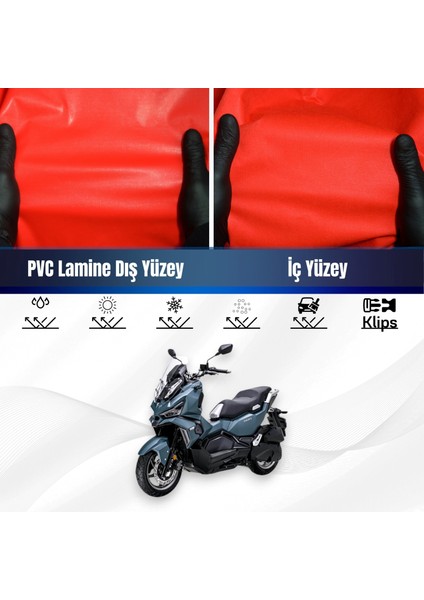 Sym Adx 125 Motosiklet Brandası Su Geçirmez Branda Kırmızı Branda Motor Branda Lc