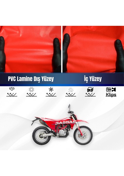 Gas Gas Es 700 Motosiklet Brandası Su Geçirmez Branda Kırmızı Branda Motor Branda Xl