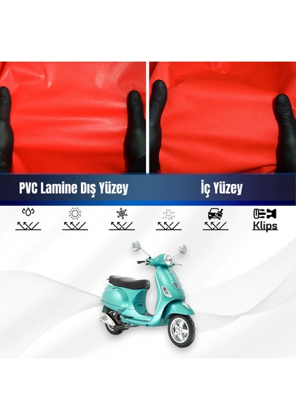 Vespa Lx 150 Motosiklet Brandası Su Geçirmez Branda Kırmızı Branda Motor Branda S