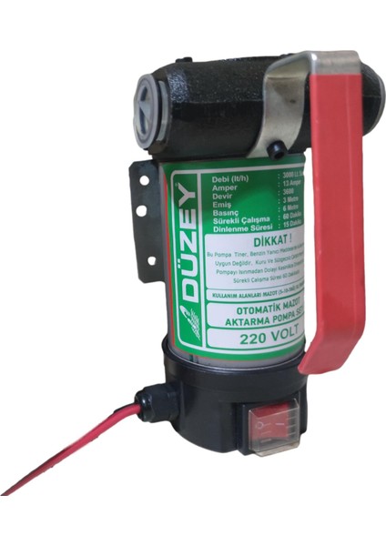 220 Volt Bypasslı Dk/litre:40 Lt. Mazot Aktarma Pompası