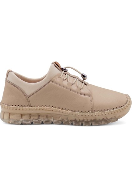 Z067 Kadın Deri Spor Ayakkabı Bej