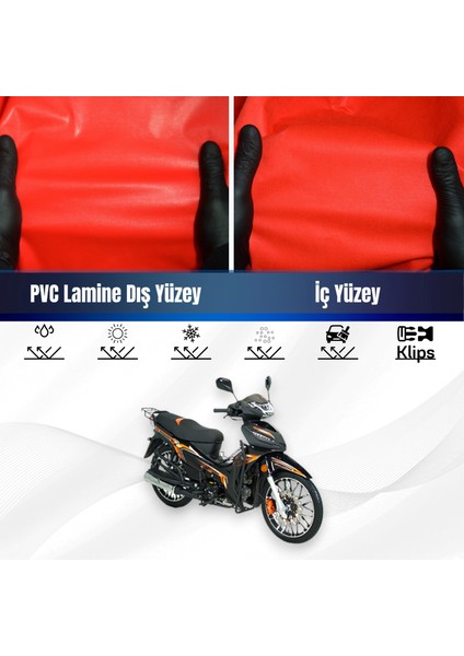 Rks Snıper 100 Motosiklet Brandası Su Geçirmez Branda Kırmızı Branda Motor Branda M