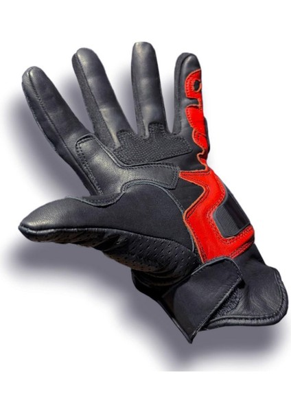 Red Mamba Deri Cordura 3 Mevsim Motosiklet Eldiveni Siyah Kırmızı fiyatları