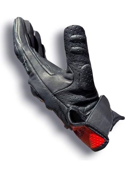 Red Mamba Deri Cordura 3 Mevsim Motosiklet Eldiveni Siyah Kırmızı fırsatları