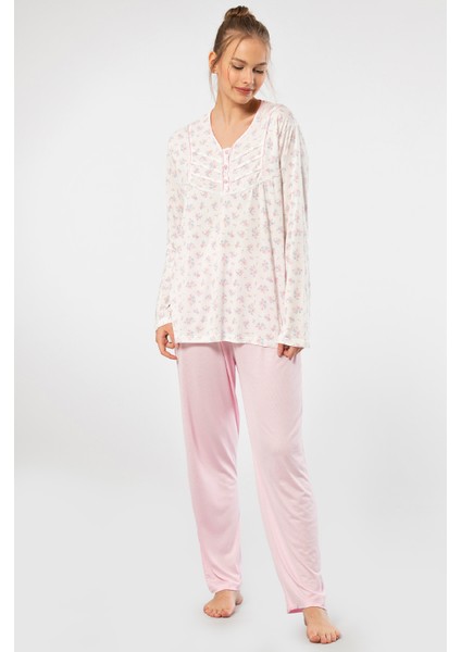 Empirme Patlı Battal Uzun Kollu Pijama Takım 3366/PEMBE