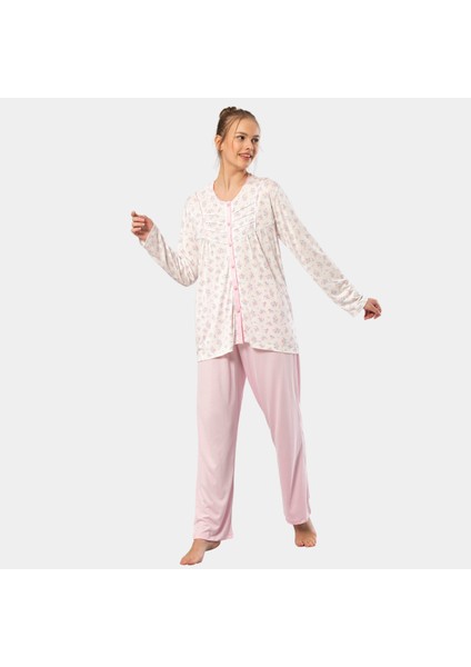 Empirme Düğmeli Battal Uzun Kollu Pijama Takım 3367/PEMBE modelleri