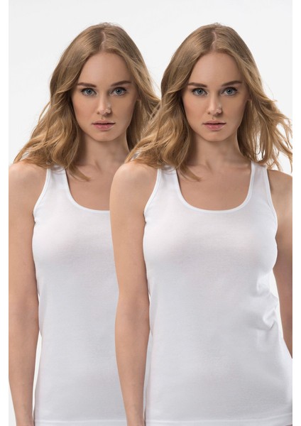 Kadın Askılı Kaşkorse 2'li Pamuklu Atlet 210/BEYAZ