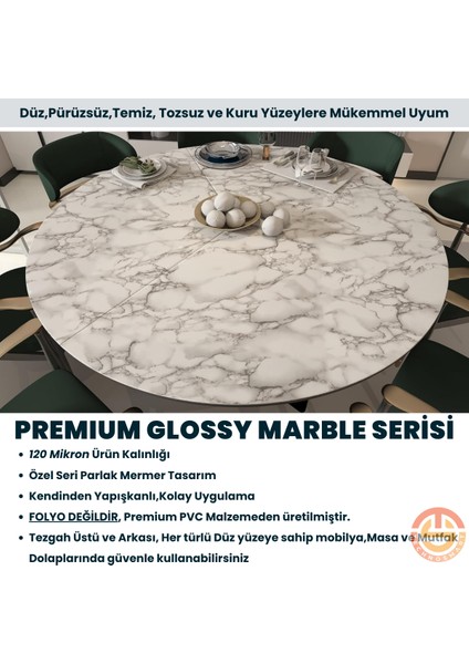 60 x 100 cm Mermer Desen Kendinden Yapışkanlı Kaplama Beyaz