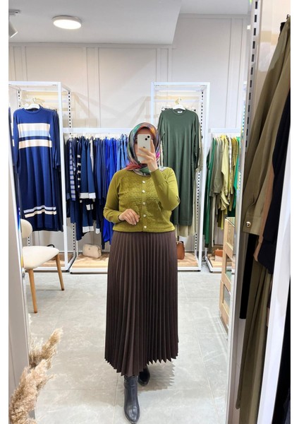 Piliseli Kahverengi Kadın Etek