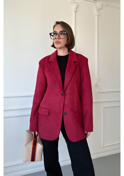 Blazer Süet Ceket- Bordo