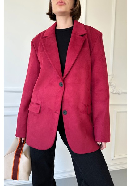 Blazer Süet Ceket- Bordo