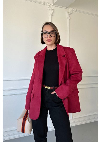 Blazer Süet Ceket- Bordo