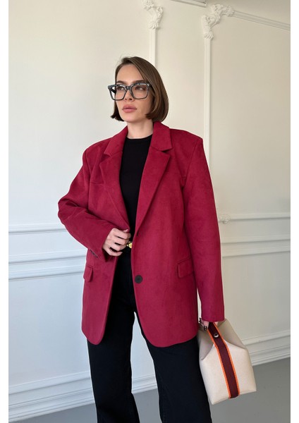 Blazer Süet Ceket- Bordo
