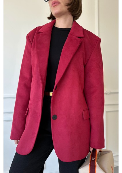 Blazer Süet Ceket- Bordo