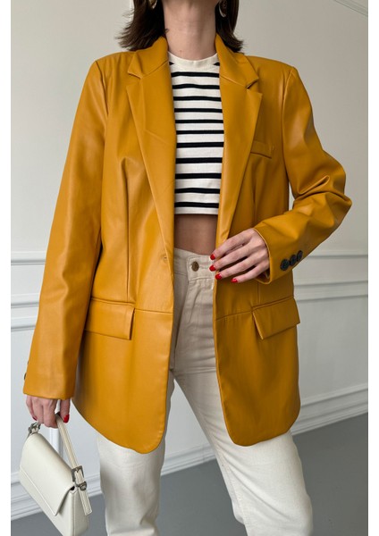 Blazer Deri Ceket- Hardal