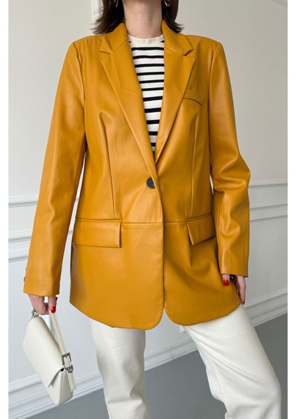 Blazer Deri Ceket- Hardal