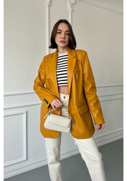 Blazer Deri Ceket- Hardal