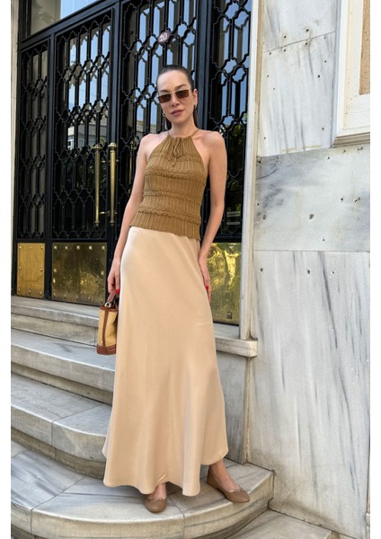 Beli Lastikli Saten Etek- Bej fiyatları