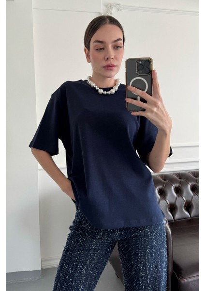 Kısa Kol Orijinal Basic Tshırt- Lacivert