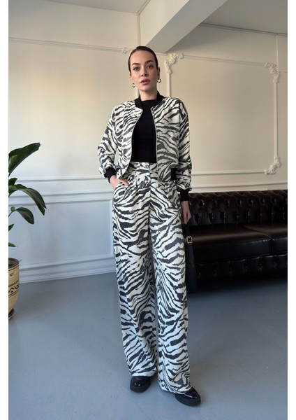 Zebra Desen Premium Pantolon- Ekru