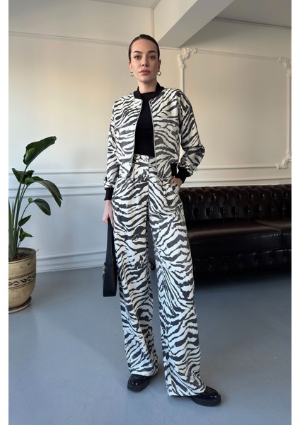 Zebra Desen Premium Pantolon- Ekru