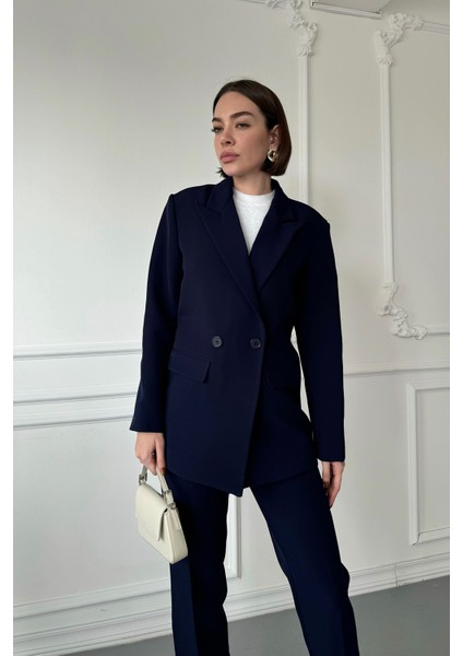 Blazer Tasarım Kruvaze Takım- Lacivert modelleri