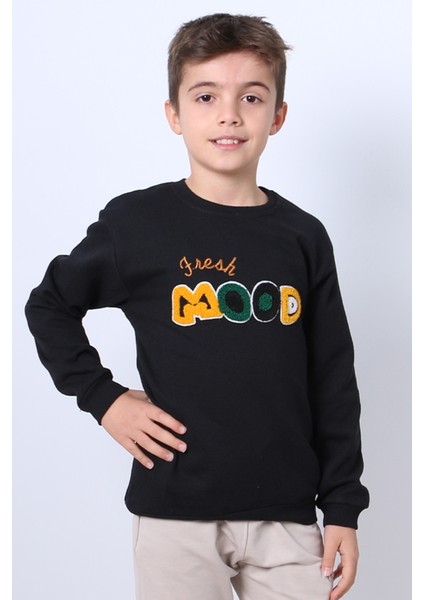 Erkek Çocuk Şardonlu Sweat Mood Nakış Detaylı Ribanalı E35