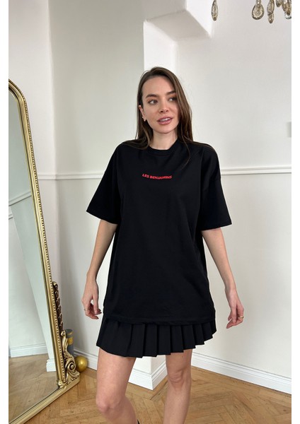Pamuklu Baskılı Tshirt- Siyah