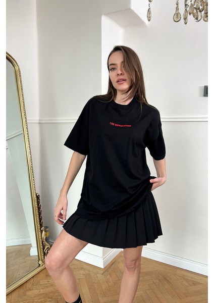 Pamuklu Baskılı Tshirt- Siyah