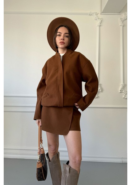 Patlı Kaşe Ceket Takım- Kahverengi fiyatları
