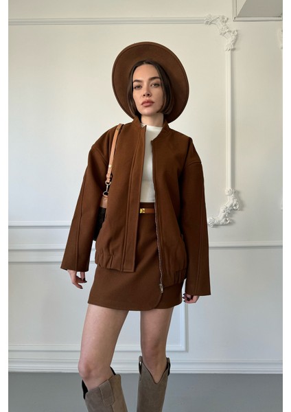 Patlı Kaşe Ceket Takım- Kahverengi fırsatları