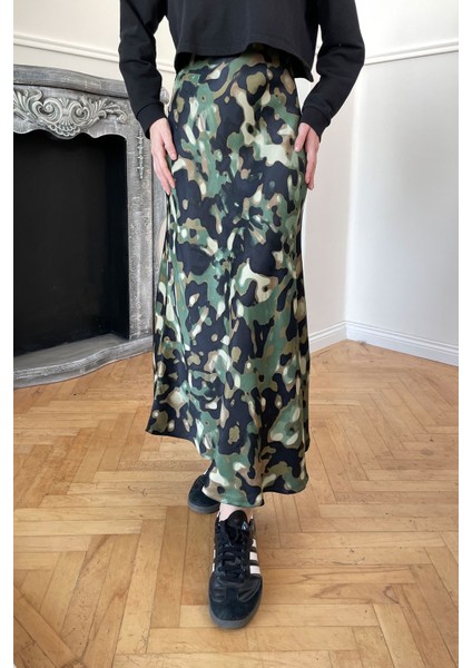 Beli Lastikli Kamuflaj Desen Saten Etek- Haki fiyatları