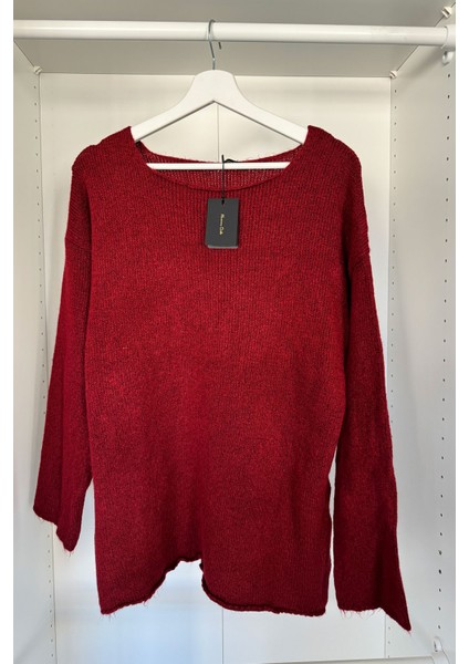 Oversize Orijinal Triko Kazak Bordo