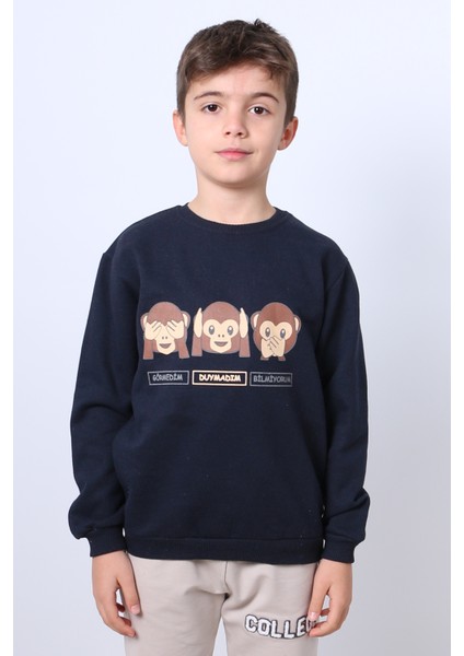Erkek Çocuk Şardonlu Sweat Karakter Baskılı Ribanalı E34