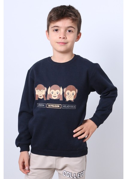 Erkek Çocuk Şardonlu Sweat Karakter Baskılı Ribanalı E34