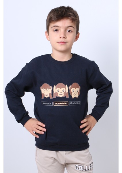 Erkek Çocuk Şardonlu Sweat Karakter Baskılı Ribanalı E34