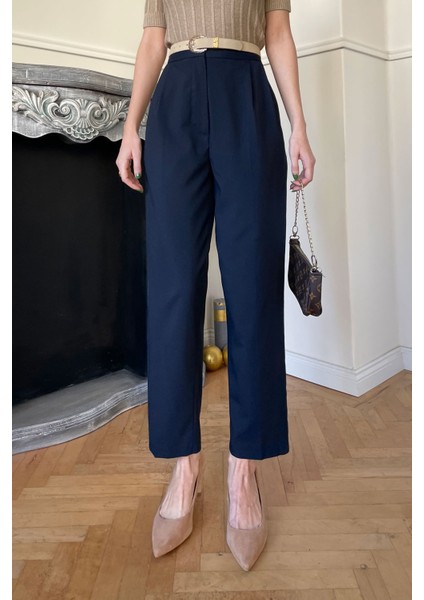 Kumaş Havuç Pantolon- Lacivert