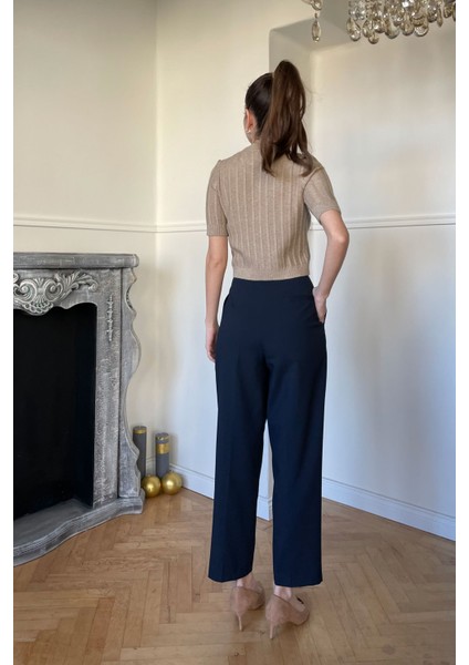 Kumaş Havuç Pantolon- Lacivert indirimleri