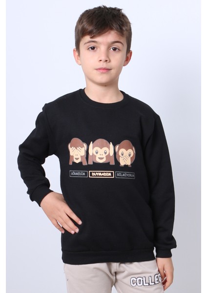 Erkek Çocuk Şardonlu Sweat Karakter Baskılı Ribanalı E34