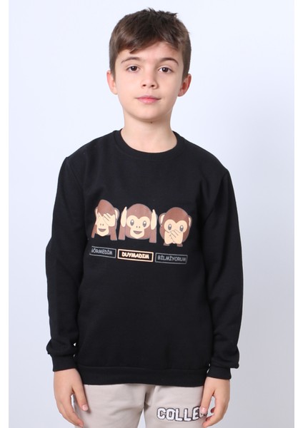 Erkek Çocuk Şardonlu Sweat Karakter Baskılı Ribanalı E34