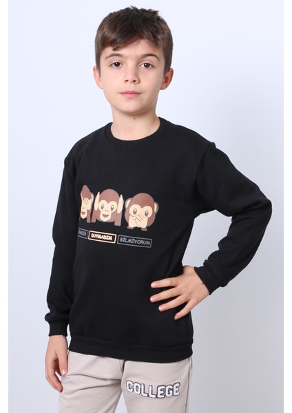 Erkek Çocuk Şardonlu Sweat Karakter Baskılı Ribanalı E34