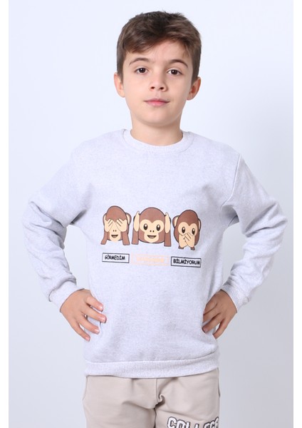 Erkek Çocuk Şardonlu Sweat Karakter Baskılı Ribanalı E34