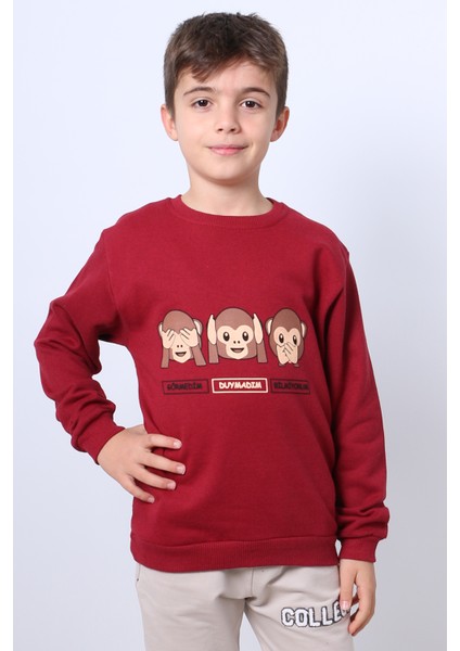 Erkek Çocuk Şardonlu Sweat Karakter Baskılı Ribanalı E34