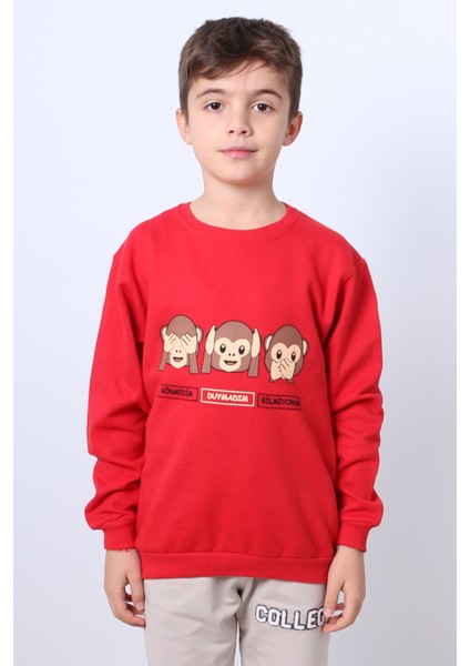 Erkek Çocuk Şardonlu Sweat Karakter Baskılı Ribanalı E34