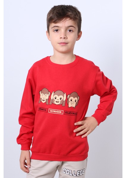 Erkek Çocuk Şardonlu Sweat Karakter Baskılı Ribanalı E34